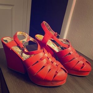 Vintage-inspired red wedges from Miss L Fire